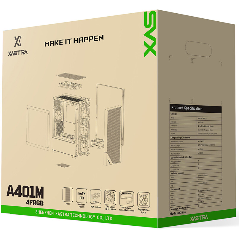 Корпус XASTRA A401M 4FRGB Black - A401M-4FC12F-BK - фото 8