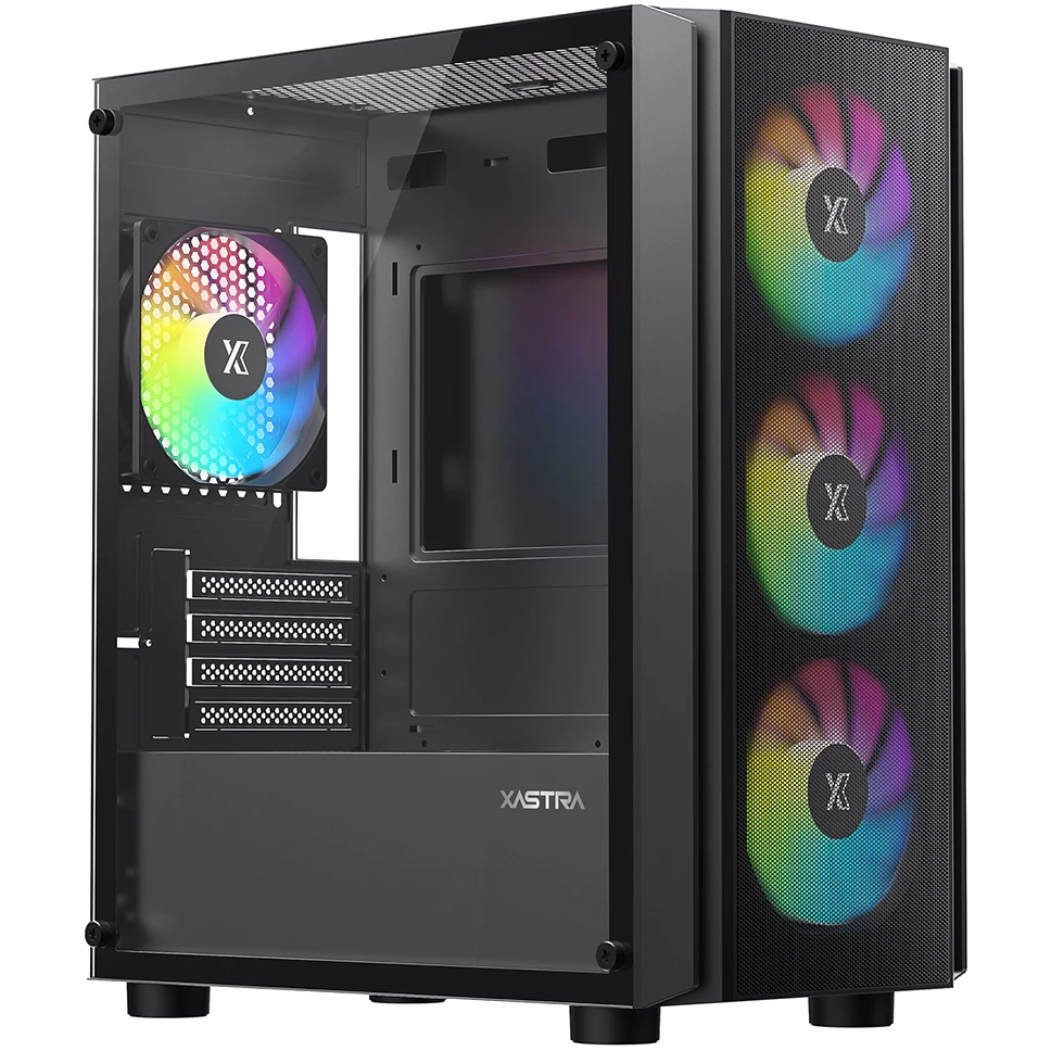 Корпус XASTRA A402M 4FRGB Black - A402M-4FC12F-BK