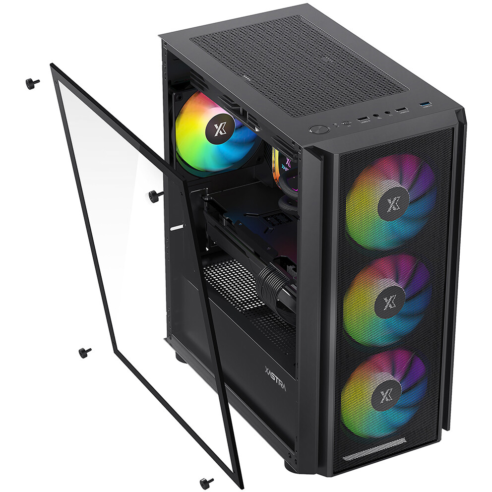 Корпус XASTRA A402M 4FRGB Black - A402M-4FC12F-BK - фото 3