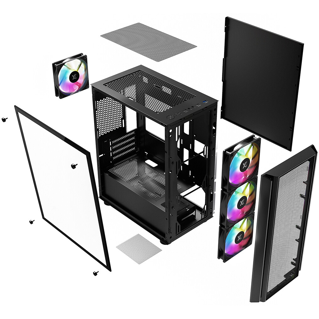 Корпус XASTRA A402M 4FRGB Black - A402M-4FC12F-BK - фото 7