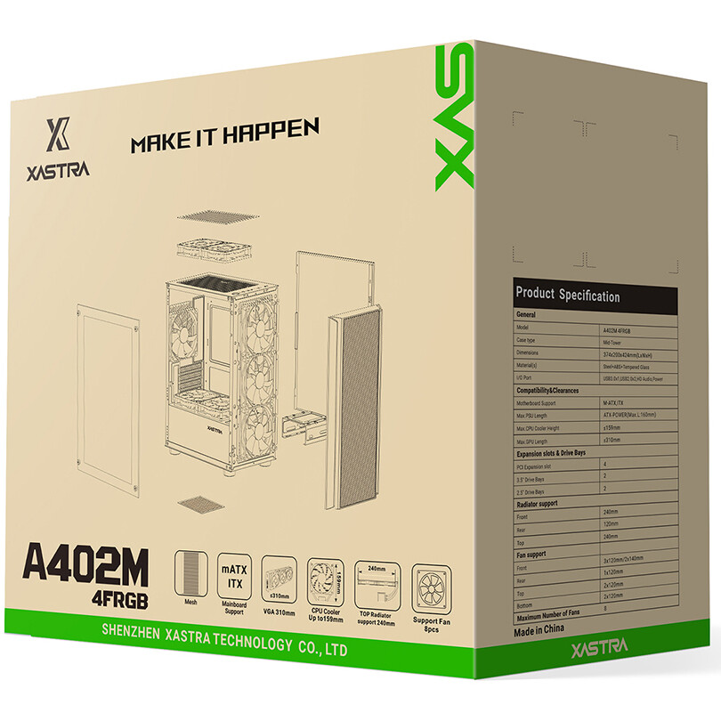 Корпус XASTRA A402M 4FRGB Black - A402M-4FC12F-BK - фото 8