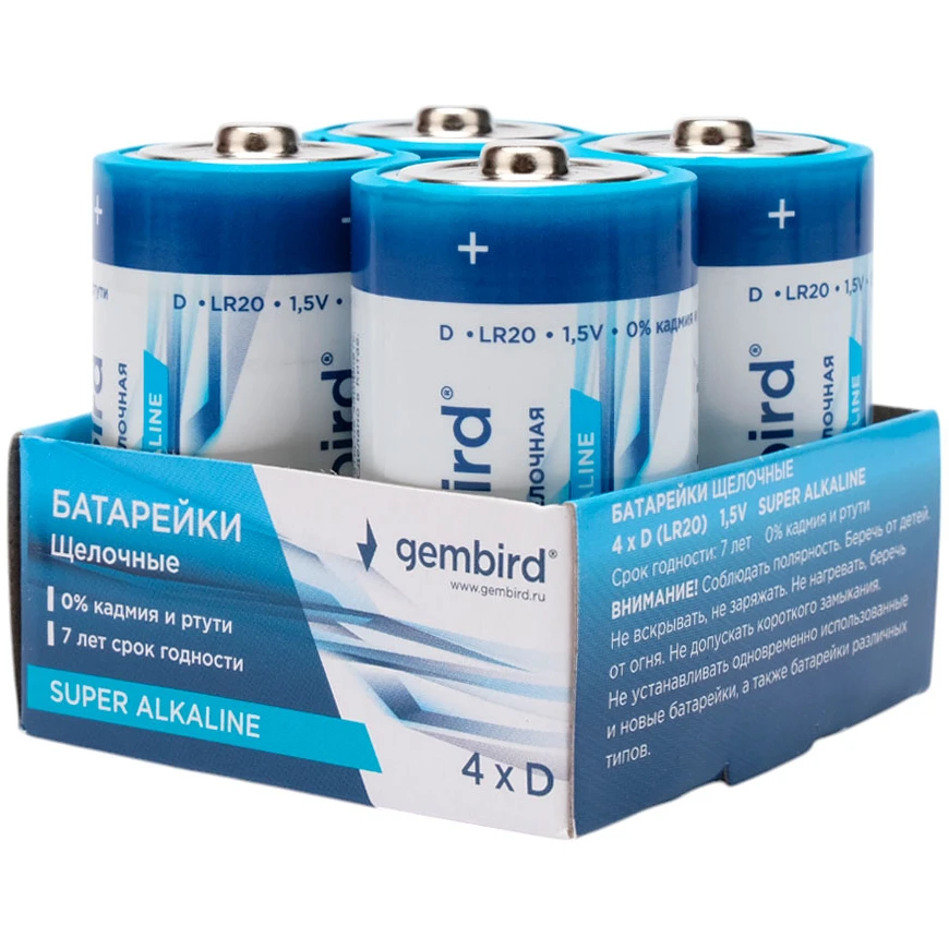 Батарейка Gembird GB-LR20-4B (D, 4 шт.) - фото 2