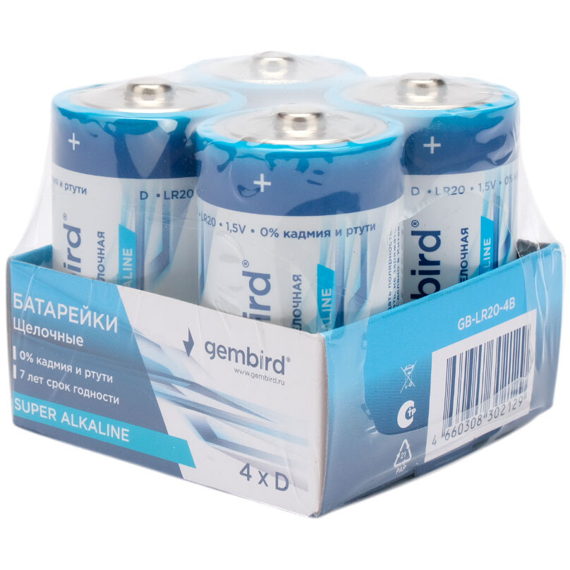Батарейка Gembird GB-LR20-4B (D, 4 шт.) - фото 3