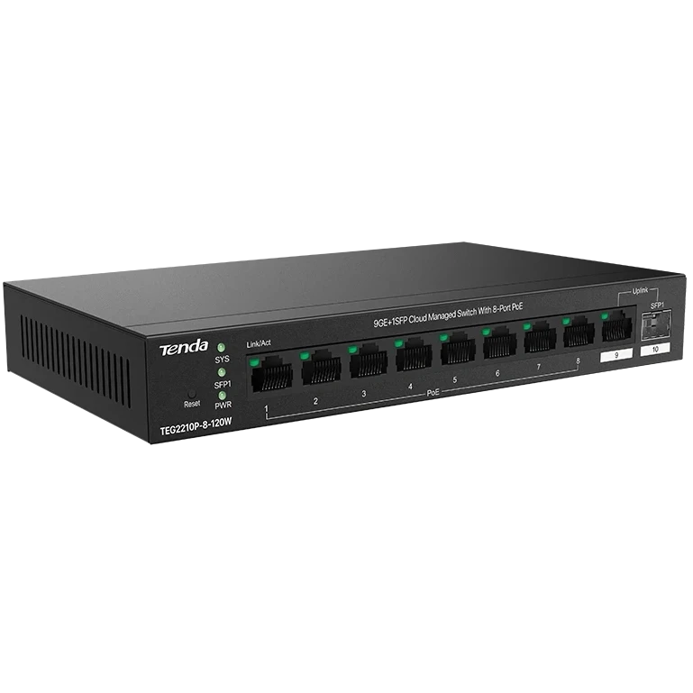 Коммутатор (свитч) Tenda TEG2210P-8-120W - фото 2