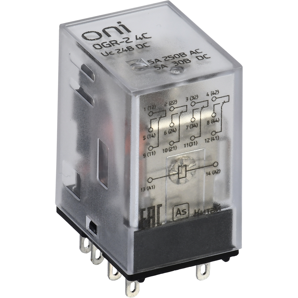 Реле промежуточное IEK ONI OGR-2 24В - OGR-2-4C-DC24V