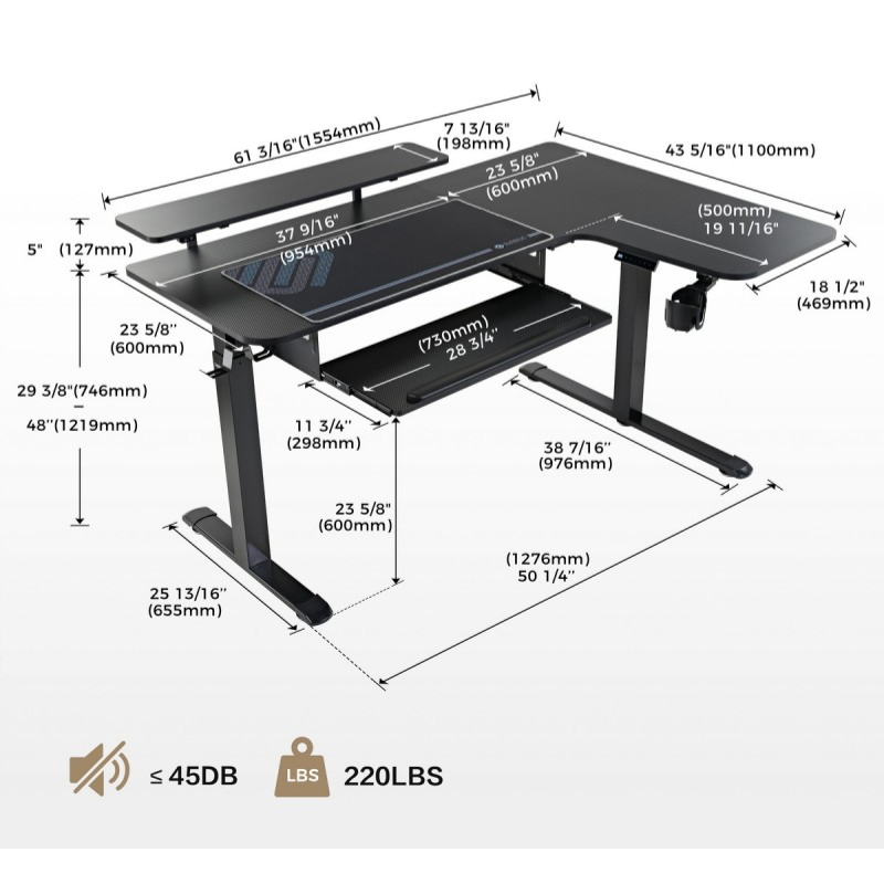 Компьютерный стол Eureka ERK-L60R-B-PRO-V1-EU - фото 9