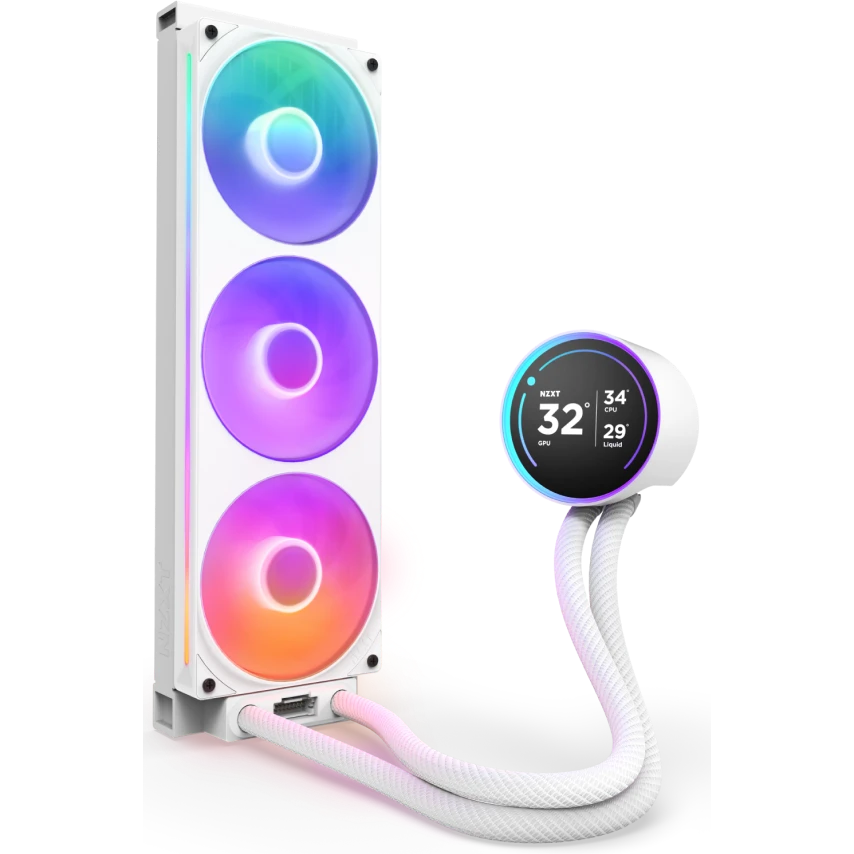 Система жидкостного охлаждения NZXT Kraken Elite 360 RGB White (RL-KR36E-W2) - фото 2