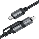 Кабель USB Type-C - USB Type-C/Lightning, 1.2м, ACEFAST AF-C20-01-BK