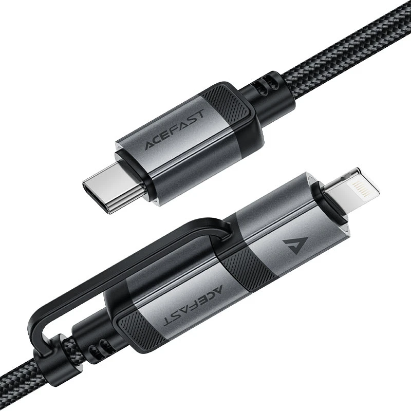 Кабель USB Type-C - USB Type-C/Lightning, 1.2м, ACEFAST AF-C20-01-BK - фото 2