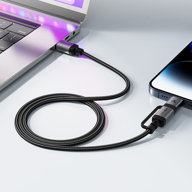 Кабель USB Type-C - USB Type-C/Lightning, 1.2м, ACEFAST AF-C20-01-BK - фото 5