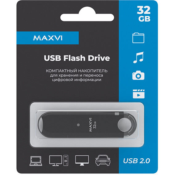 USB Flash накопитель 32Gb MAXVI P2 Black - FD32GBUSB20C10P2 - фото 4