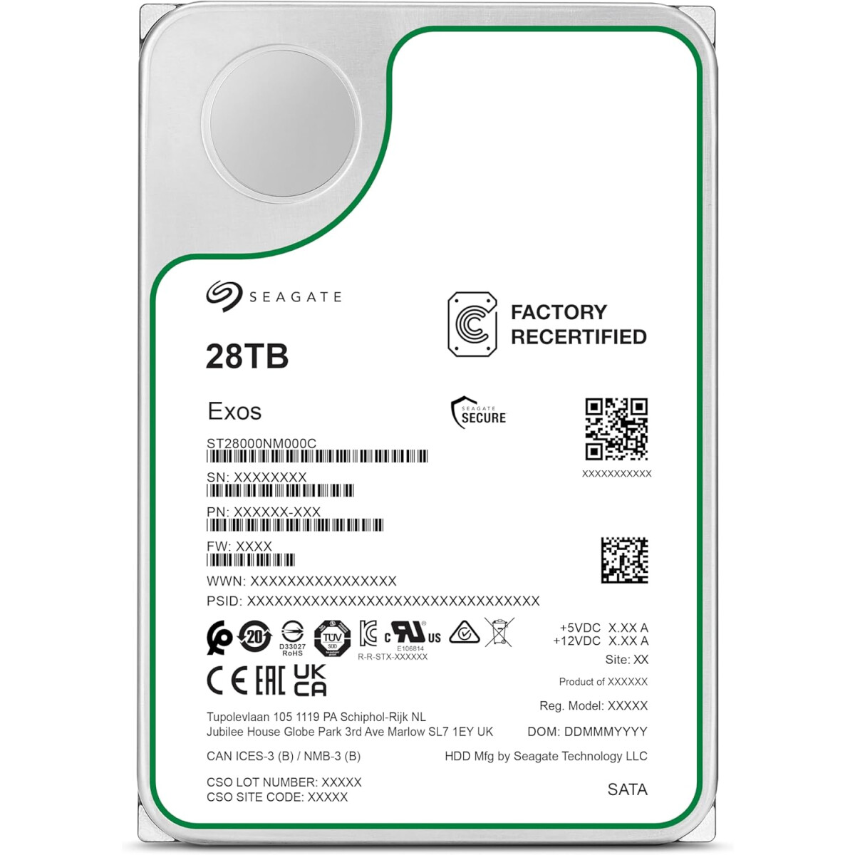 Жёсткий диск 28TB SATA-III Seagate Exos (ST28000NM000C) Factory Recertified