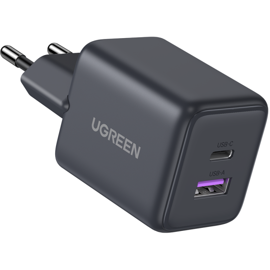 Сетевое зарядное устройство UGREEN 30W 2-Port GaN Fast Charger Grey (X516) - 55539 - фото 2