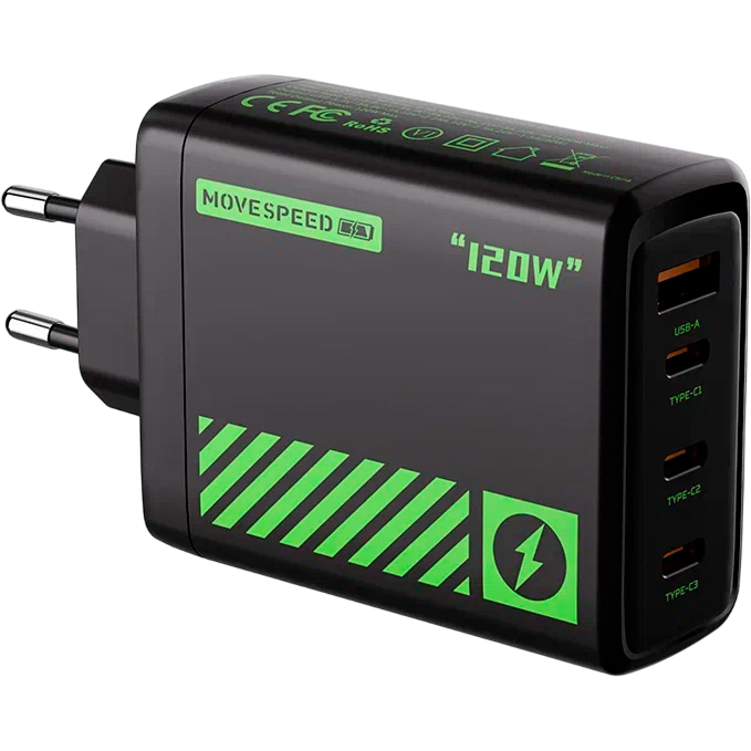 Сетевое зарядное устройство Move Speed AC120 Black/Green