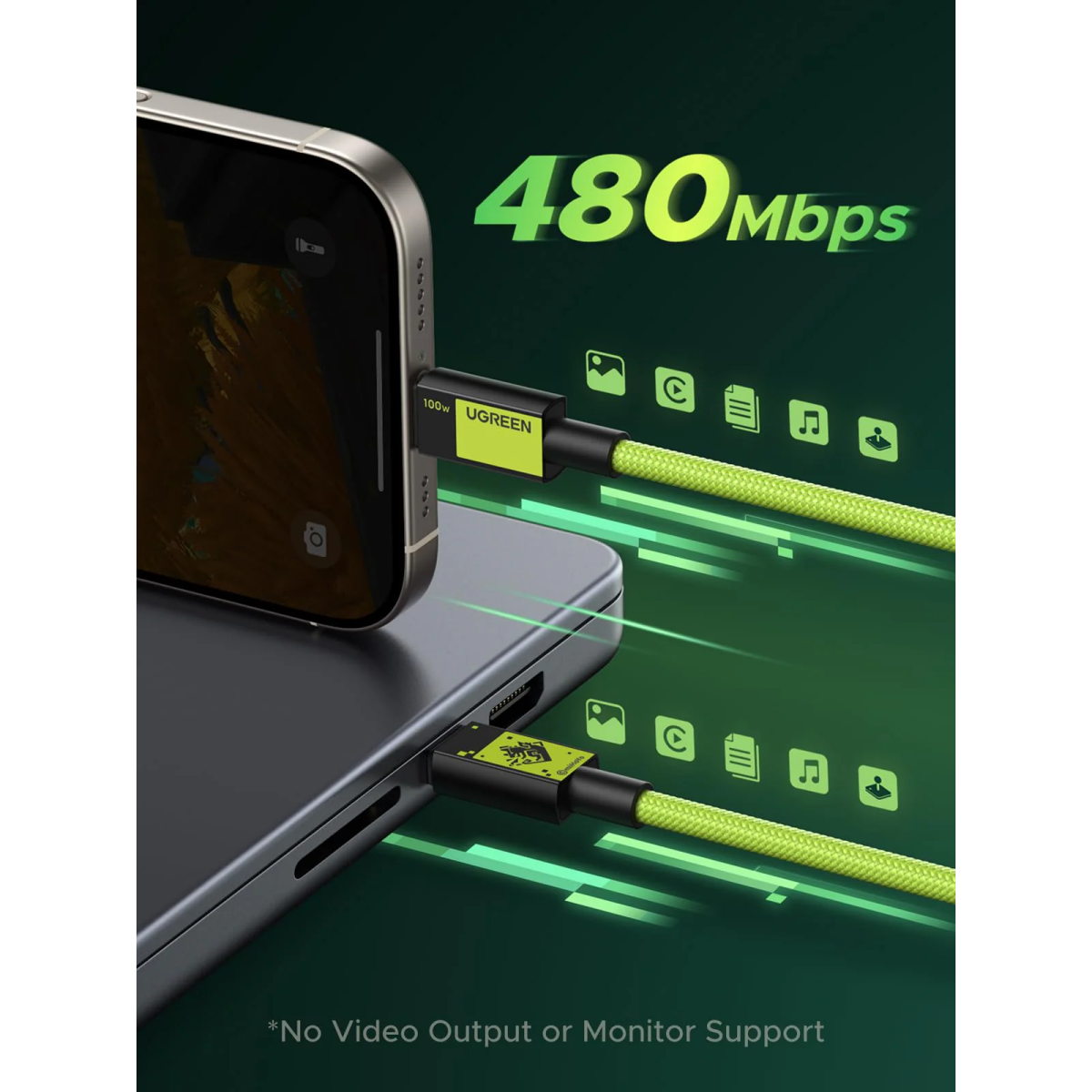 Кабель USB Type-C - USB Type-C, 1м, UGREEN Genshin Impact Edition - 45063GI - фото 3