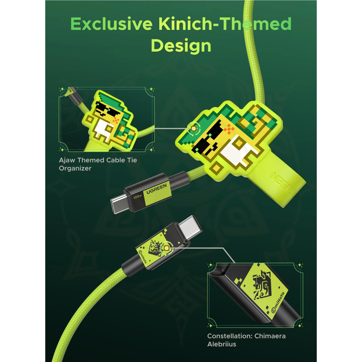 Кабель USB Type-C - USB Type-C, 1м, UGREEN Genshin Impact Edition - 45063GI - фото 6