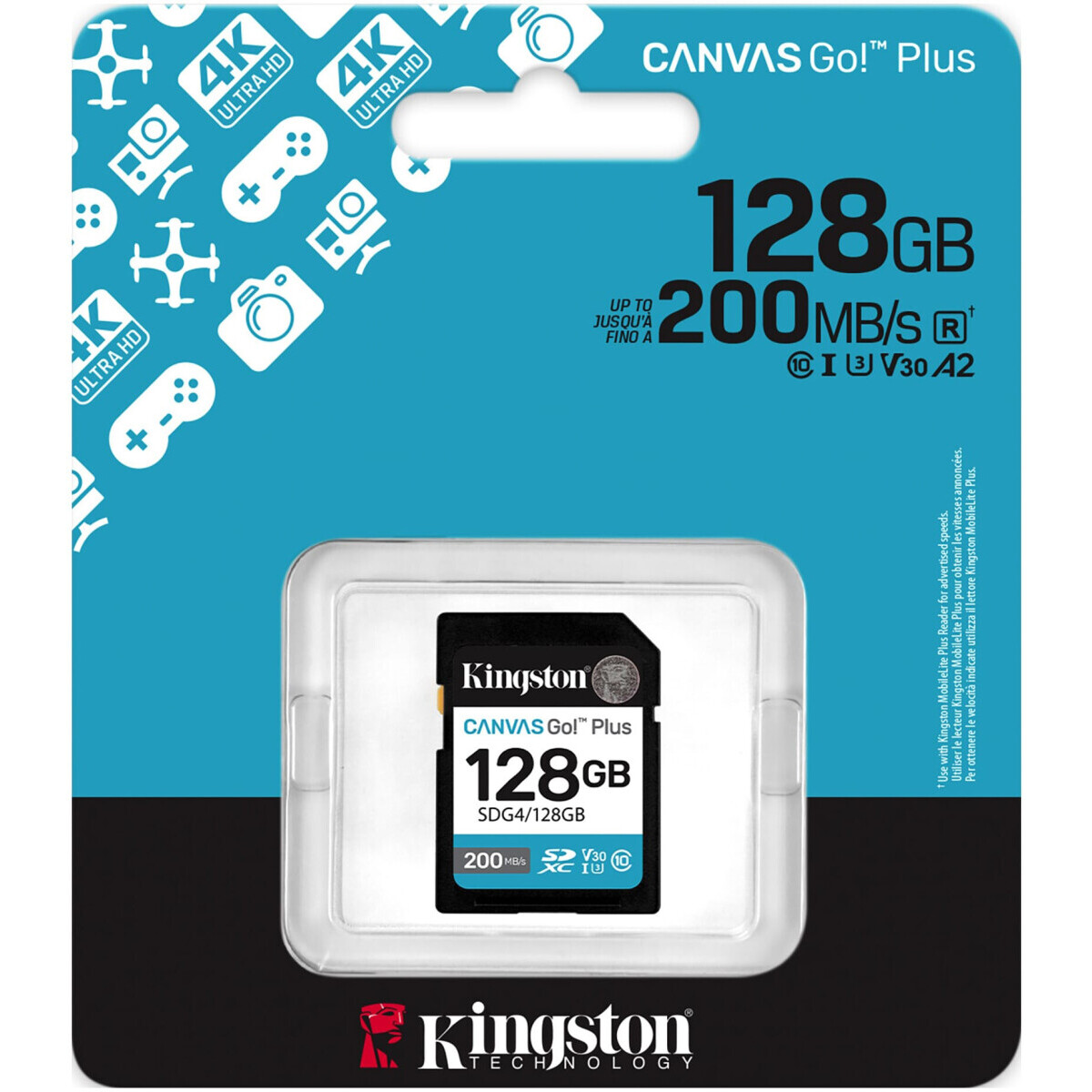 Карта памяти 128Gb SD Kingston Canvas Go! Plus (SDG4/128GB) - фото 3