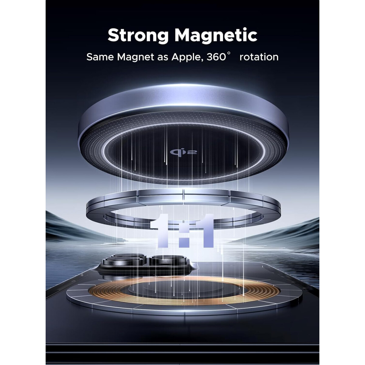 Беспроводное зарядное устройство UGREEN W703 Grey (55206) - фото 7