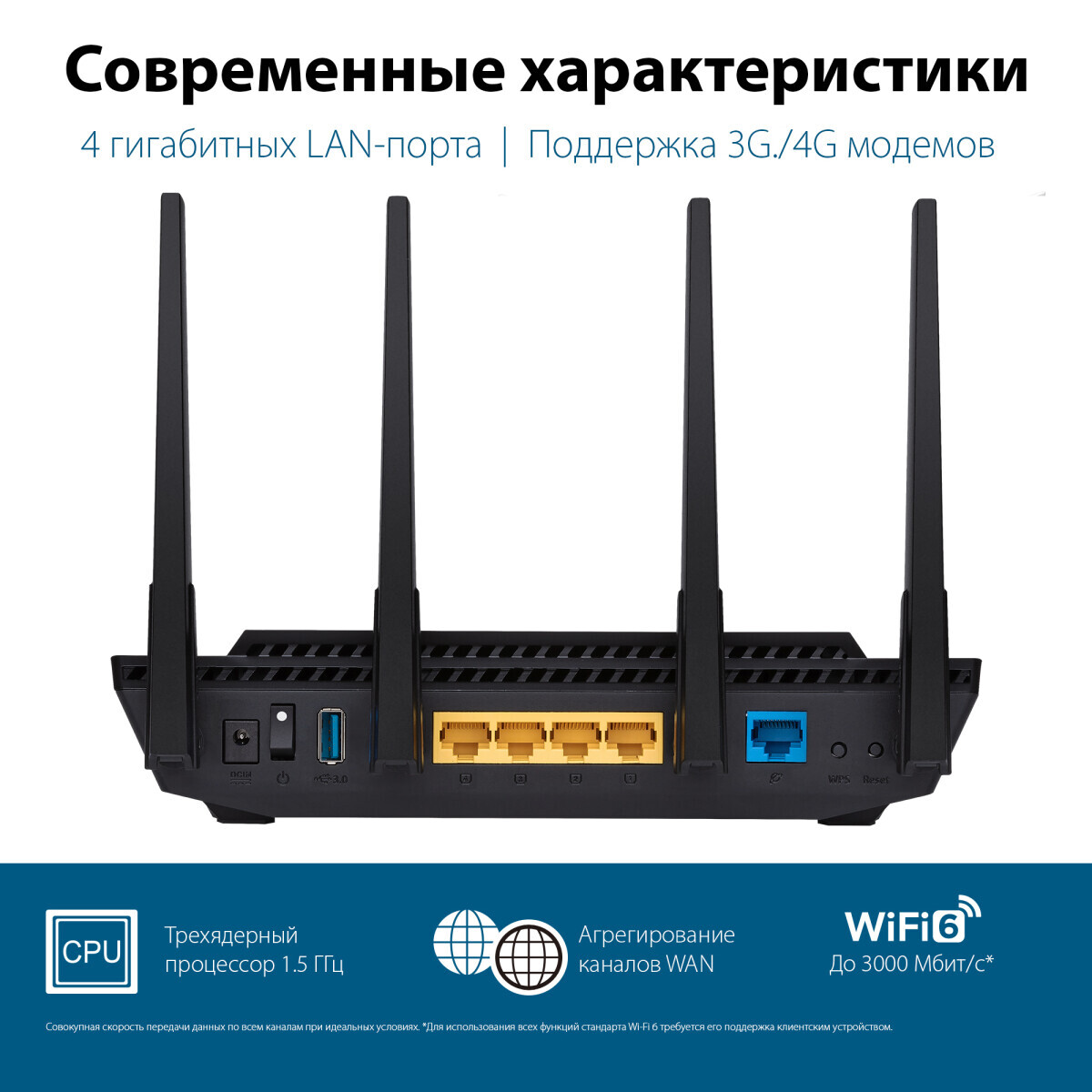 Wi-Fi маршрутизатор (роутер) ASUS RT-AX58U (V2) - RT-AX58U/90IG06Q0-MO3B00 - фото 5