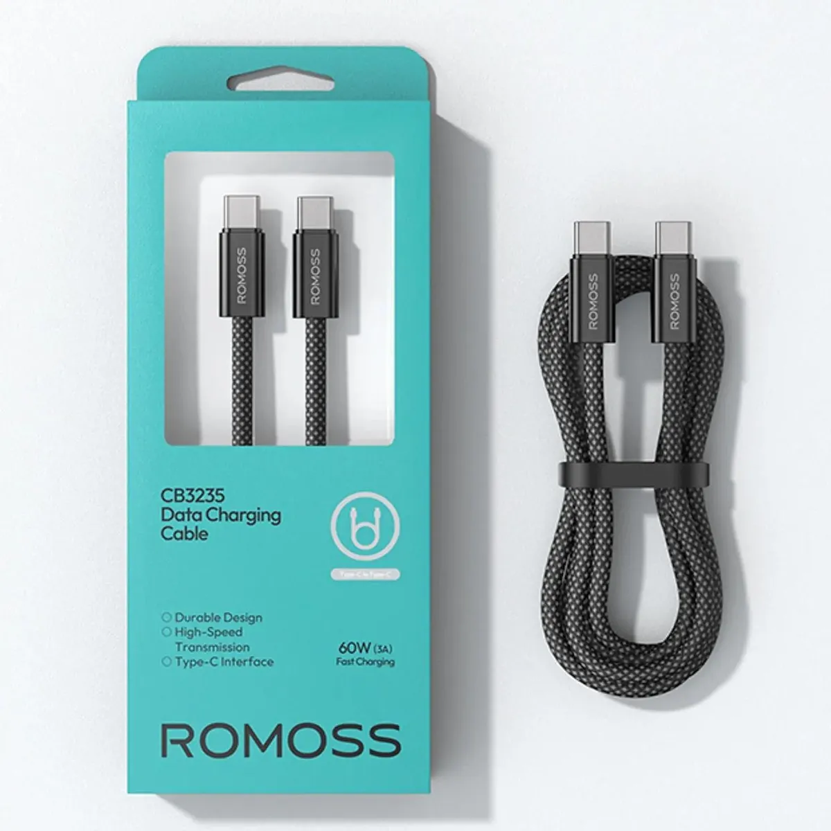 Кабель USB Type-C - USB Type-C, 1.2м, Romoss CB3235 Black - 1746963 - фото 4