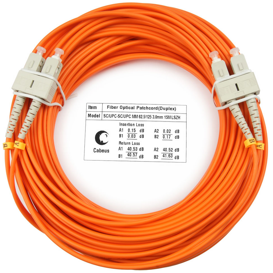 Патч-корд Cabeus FOP-62-SC-SC-15m, 15м