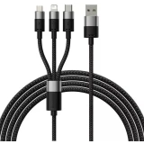 Кабель USB - microUSB/USB Type-C/Lightning, 1.2м, Baseus CAXS000001