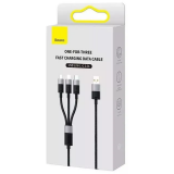 Кабель USB - microUSB/USB Type-C/Lightning, 1.2м, Baseus CAXS000001