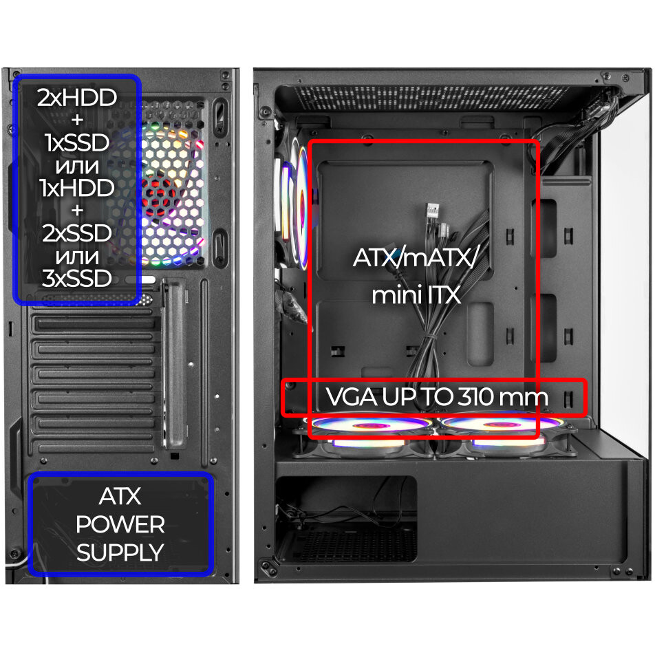 Корпус Ginzzu CL305 Black - фото 6