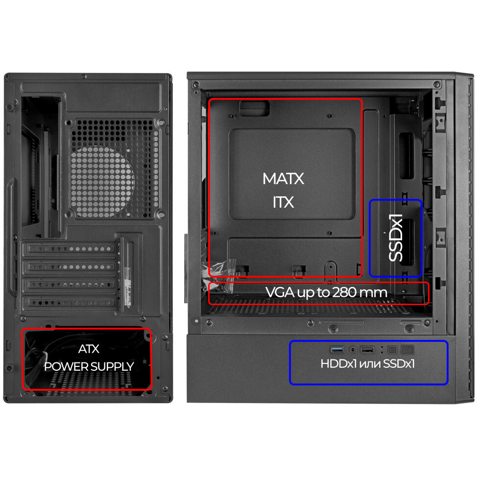 Корпус Ginzzu CL401 Black - фото 10