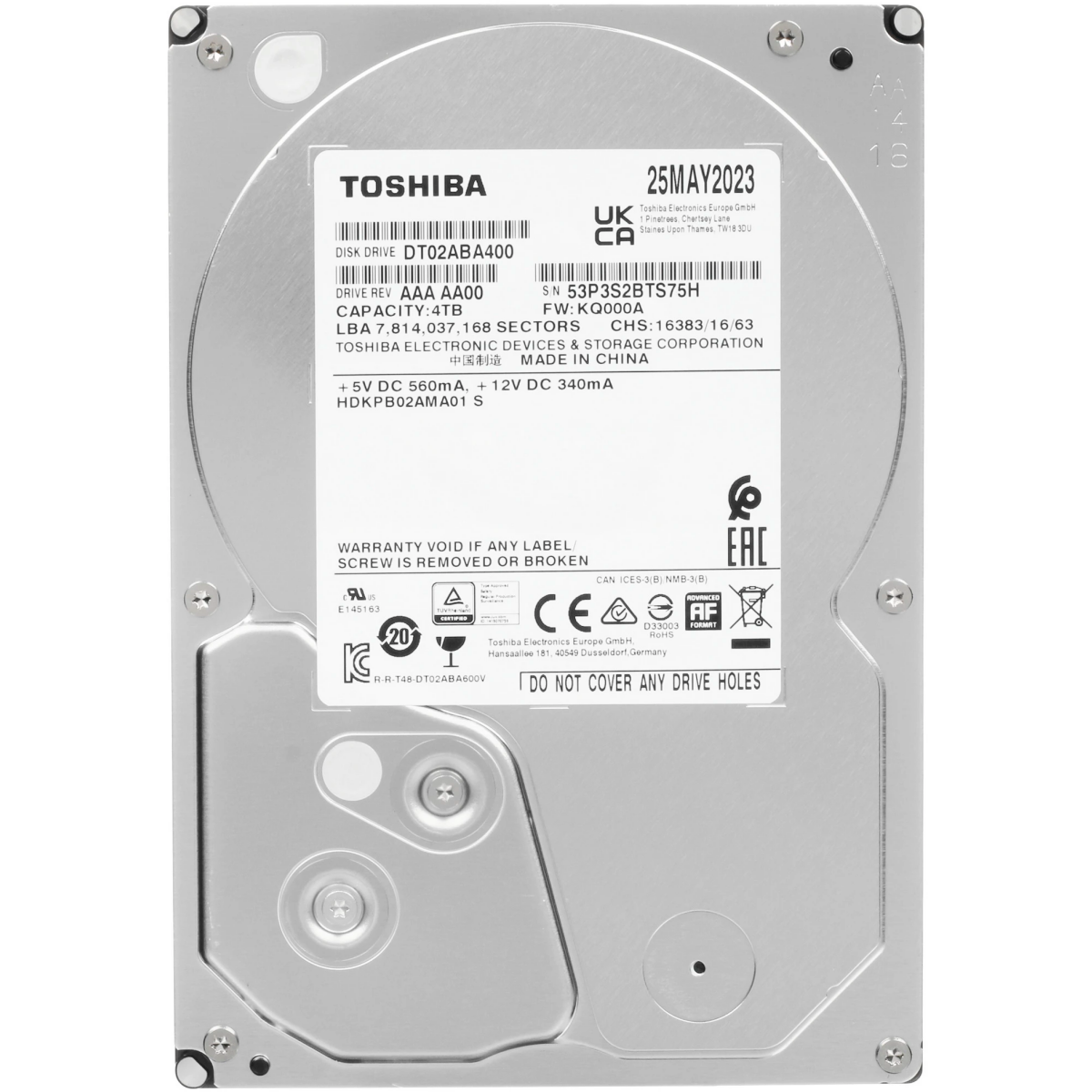 Жёсткий диск 4TB SATA-III Toshiba DT02 (DT02ABA400)