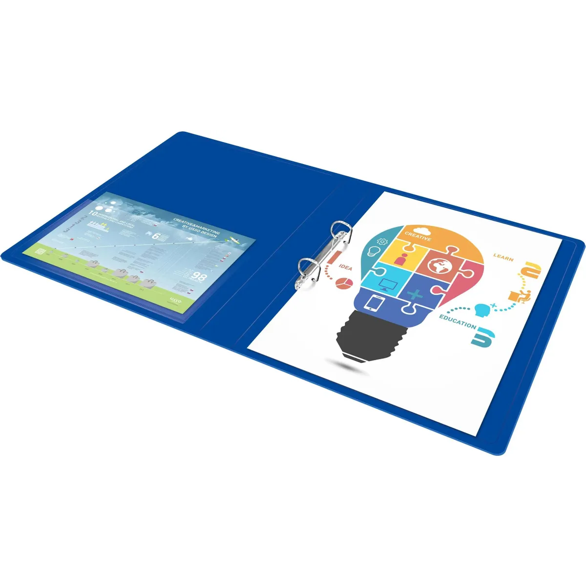 Папка на 2-х кольцах Бюрократ 0840/2DBLU - -0840/2DBLU - фото 3