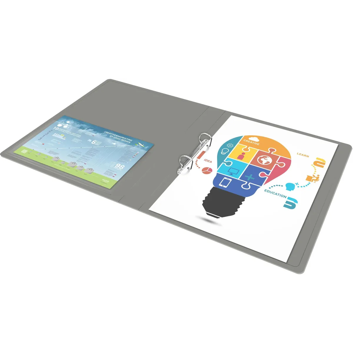 Папка на 2-х кольцах Бюрократ 0840/2DGREY - -0840/2DGREY - фото 3