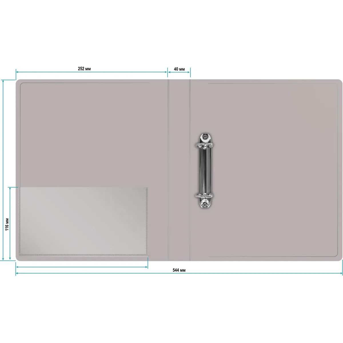 Папка на 2-х кольцах Бюрократ 0840/2DGREY - -0840/2DGREY - фото 5