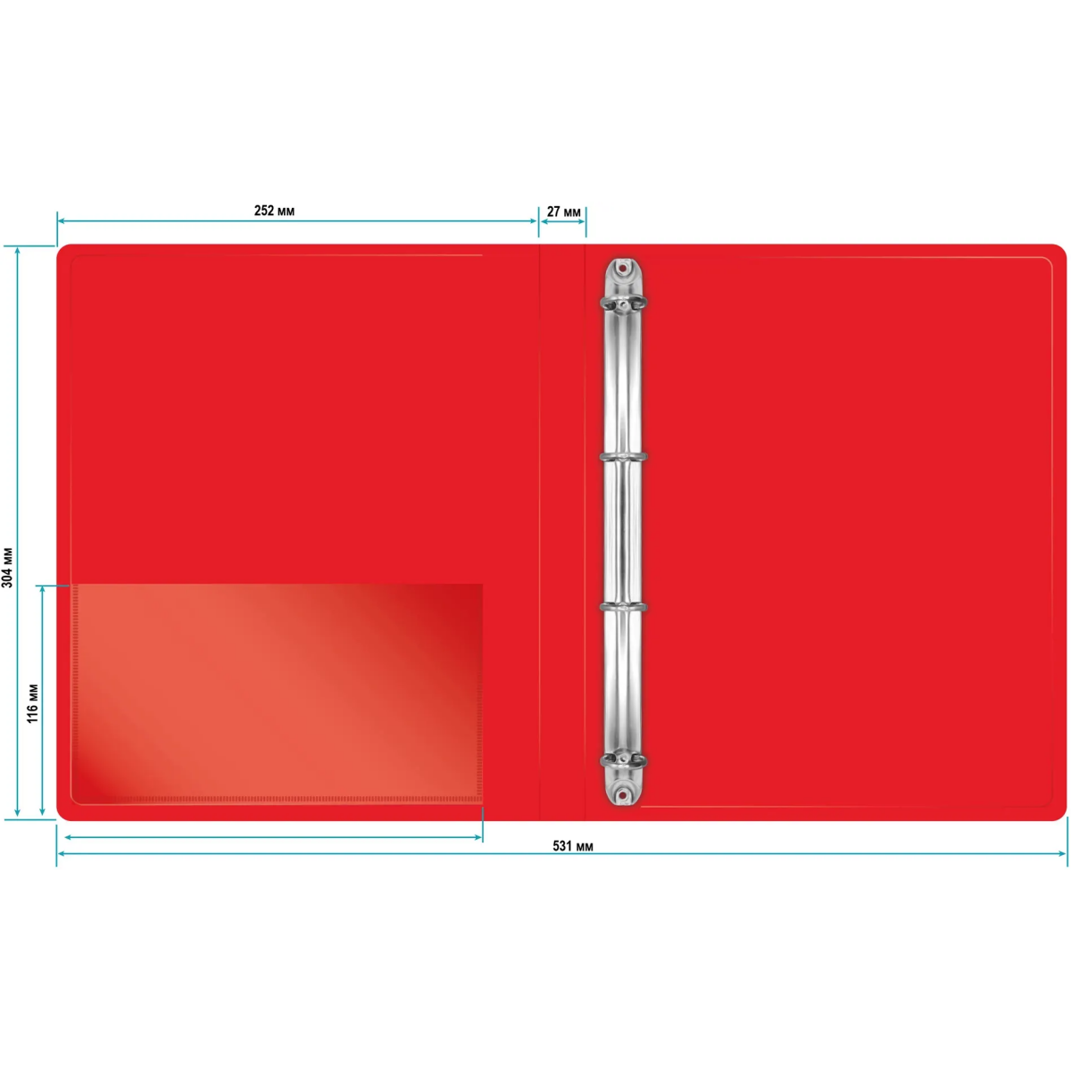 Папка на 4-х кольцах Бюрократ 0827/4RRED - -0827/4RRED - фото 6