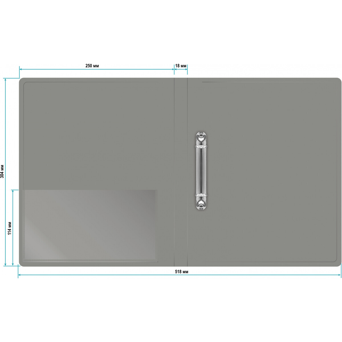 Папка на 2-х кольцах Бюрократ 0818/2RGREY - -0818/2RGREY - фото 3