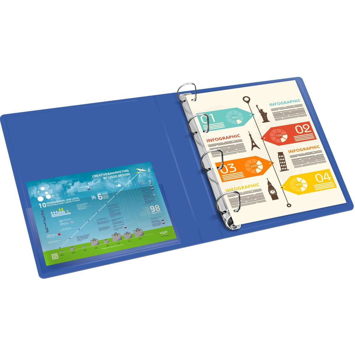 Папка на 4-х кольцах Бюрократ 0818/4RBLU - -0818/4RBLU - фото 6