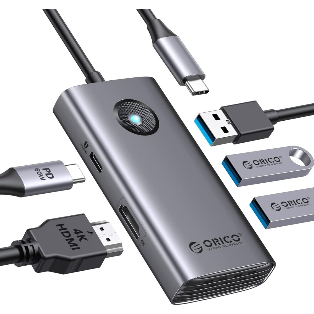 Док-станция Orico Type-C 5-in-1 5Gbps Multifunction Docking Station Gray