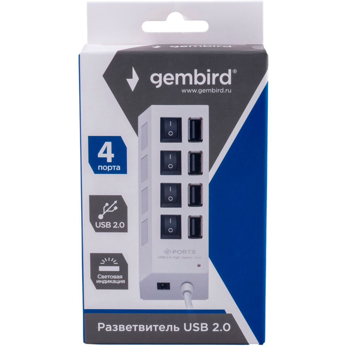 USB-концентратор Gembird UHB-243-ADW - фото 4