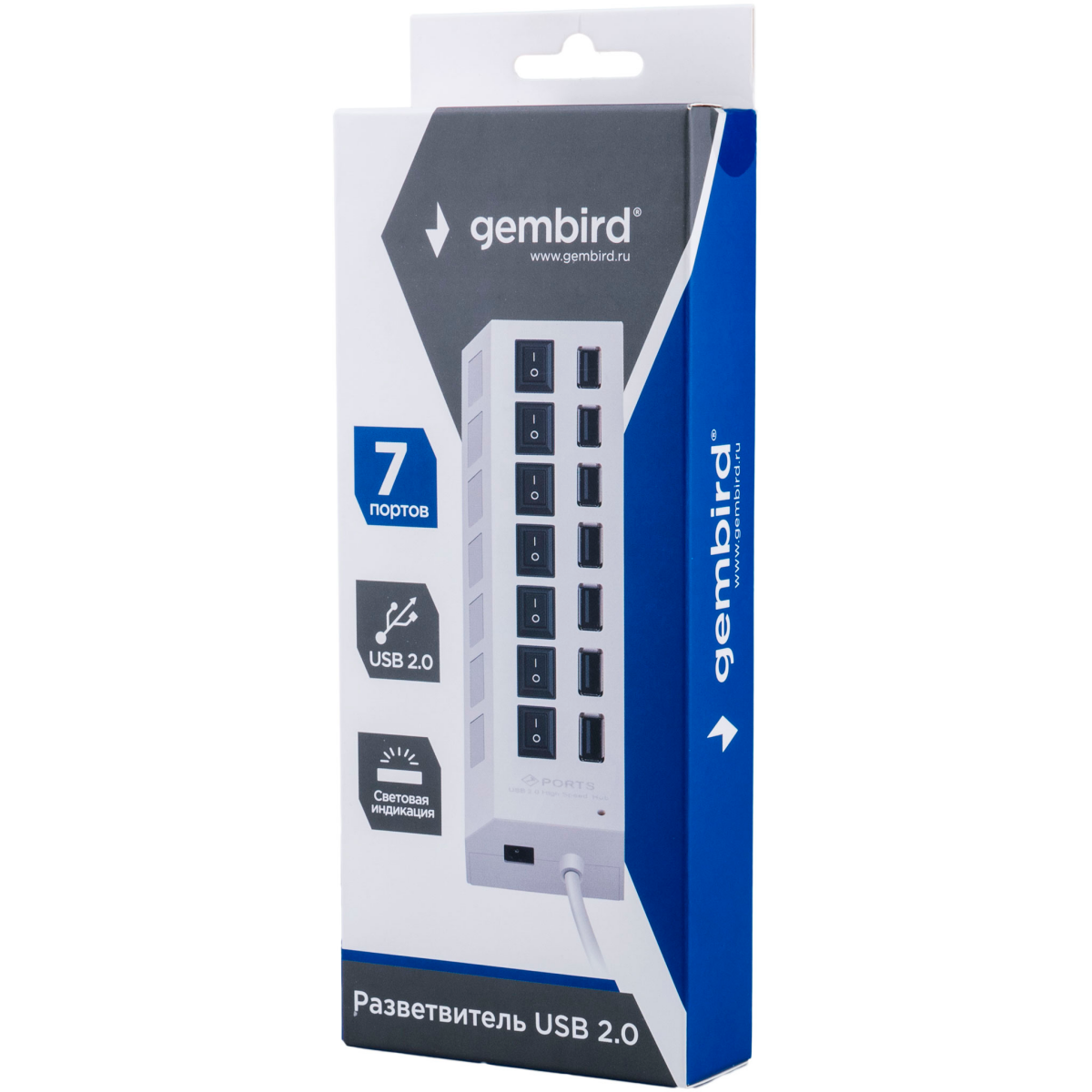USB-концентратор Gembird UHB-U2P7-01W - фото 4