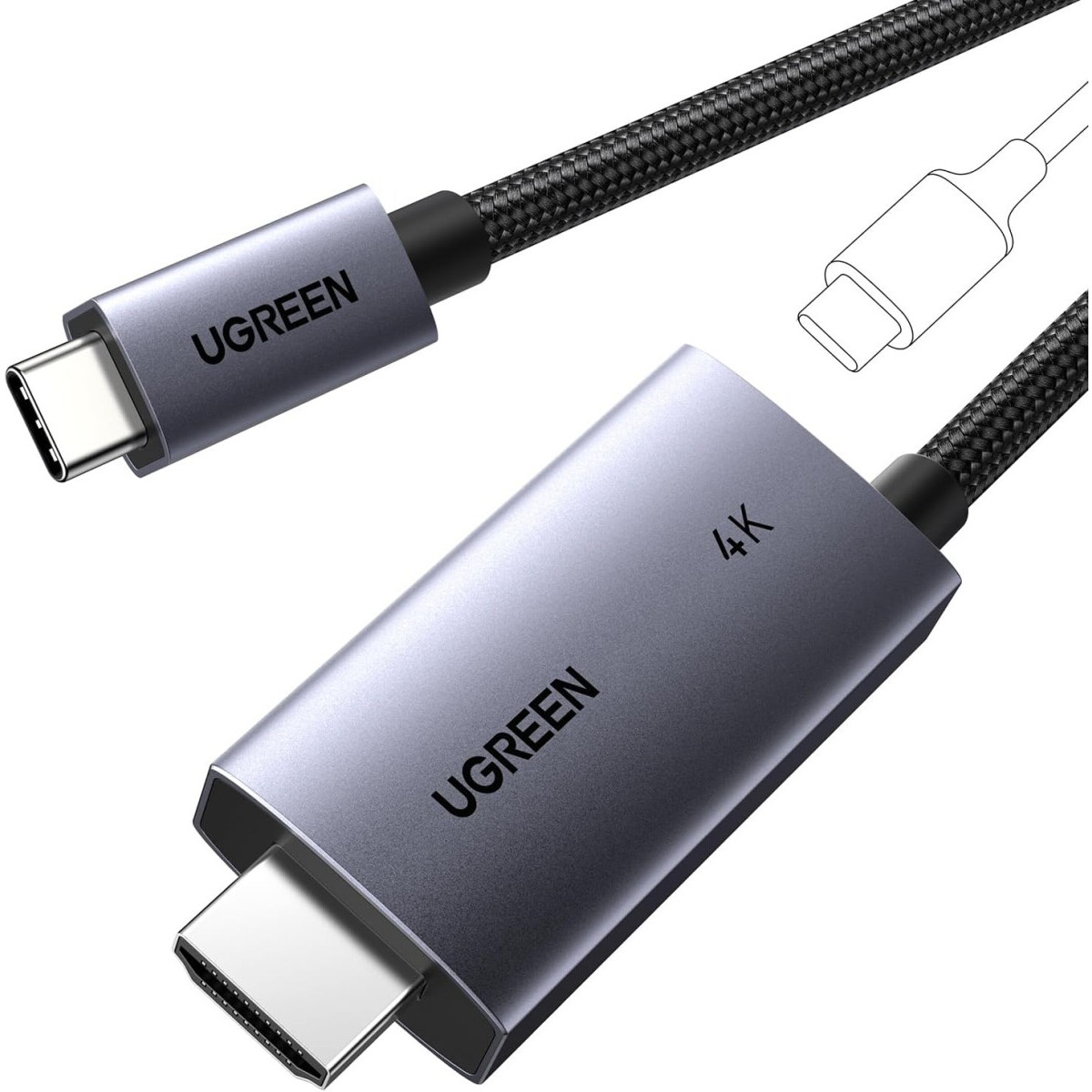 Кабель USB Type-C - HDMI, 2м, UGREEN CM675 - 55330 - фото 3