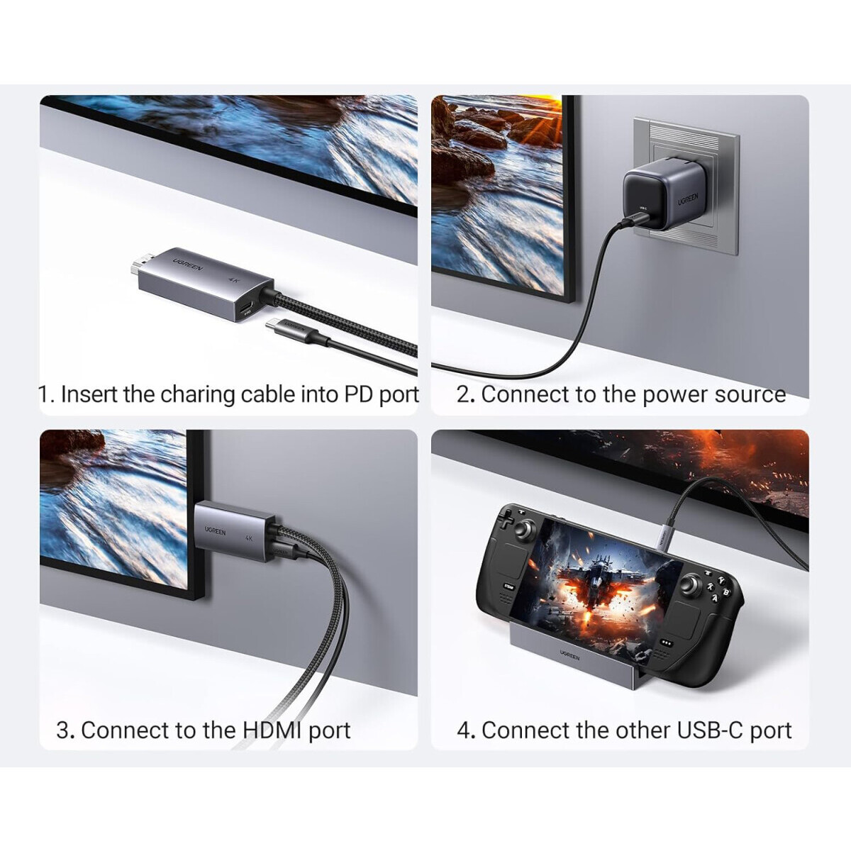 Кабель USB Type-C - HDMI, 2м, UGREEN CM675 - 55330 - фото 4