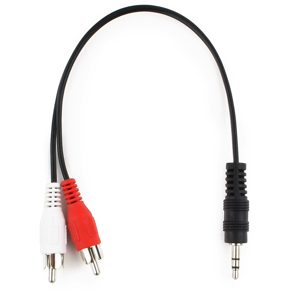 Кабель 3.5 Jack (M) - 2x RCA (M), 0.2м, Cablexpert CCA-458-0.2M-N - фото 2
