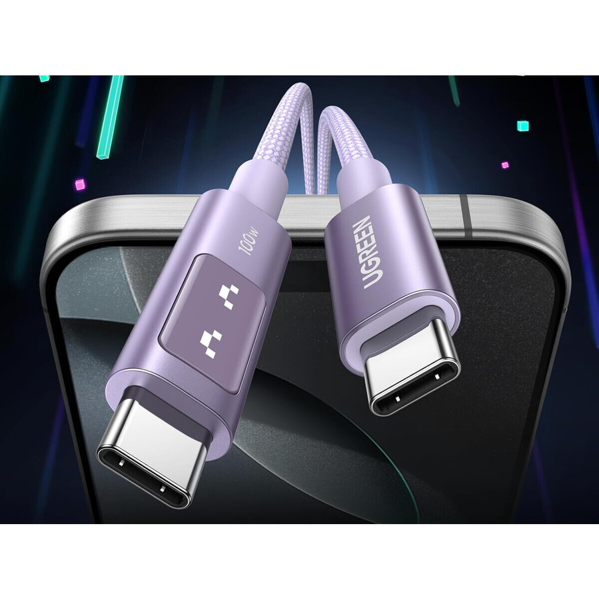 Кабель USB Type-C - USB Type-C, 2м, UGREEN L509 Pink - 65216 - фото 2