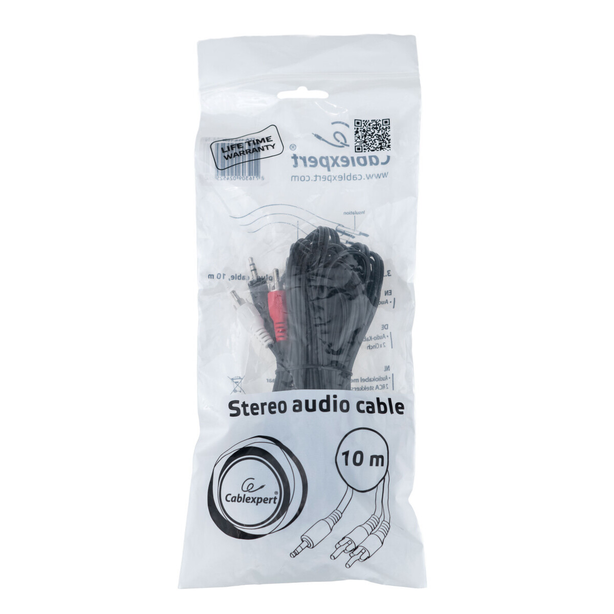 Кабель 3.5 Jack (M) - 2x RCA (M), 10м, Cablexpert CCA-458-10M-N - фото 3