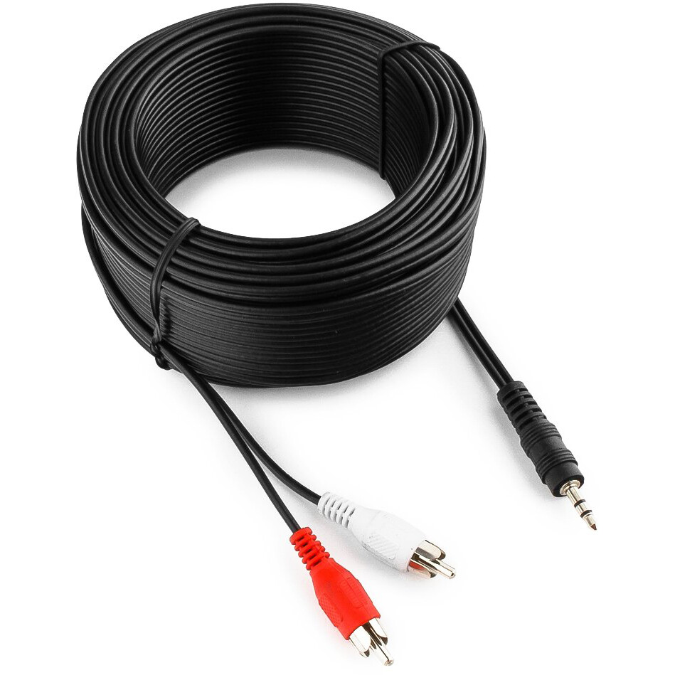 Кабель 3.5 Jack (M) - 2x RCA (M), 20м, Cablexpert CCA-458-20M-N - фото 2