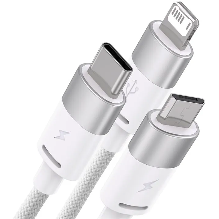 Кабель USB - microUSB/USB Type-C/Lightning, 1.2м, Baseus CAXS000002 - фото 2