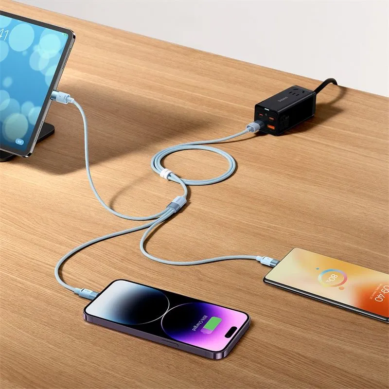 Кабель USB - microUSB/USB Type-C/Lightning, 1.2м, Baseus CAXS000002 - фото 4