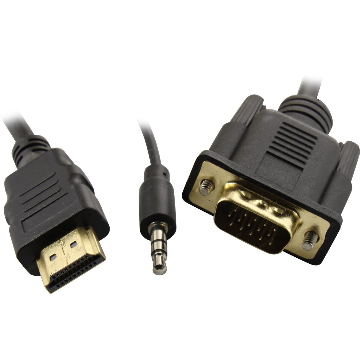 Кабель HDMI (M) - VGA (M), 3м, ExeGate EX-HDMIM-VGAM-3.5JackS-3.0
