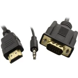 Кабель HDMI (M) - VGA (M), 3м, ExeGate EX-HDMIM-VGAM-3.5JackS-3.0 (EX294720RUS)