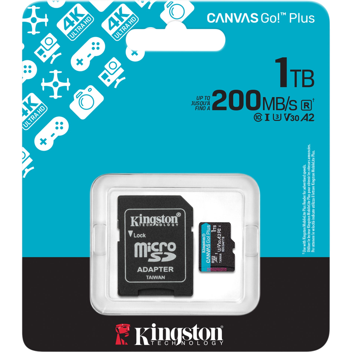 Карта памяти 1Tb MicroSD Kingston Canvas Go! Plus + SD адаптер (SDCG4/1TB) - фото 3